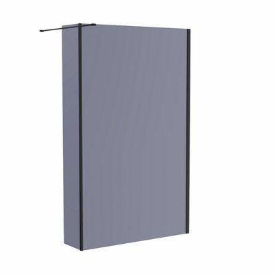 SunDaze Matte Black Walk In Shower Enclosure Wet Room 1200mm Grey Glass Screen with 215mm Return Panel