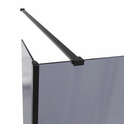 SunDaze Matte Black Walk In Shower Enclosure Wet Room 1200mm Grey Glass Screen with 215mm Return Panel - 3