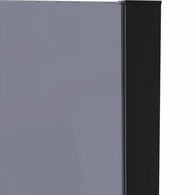 SunDaze Matte Black Walk In Shower Enclosure Wet Room 700mm Grey Glass Screen with 215mm Return Panel - 5