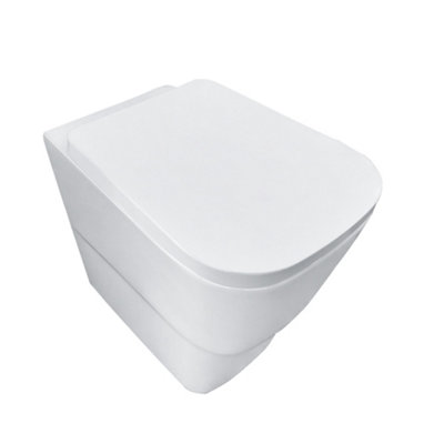 SunDaze Modern Bathroom Back to Wall Toilet Short Projection Pan Soft Closing UF Seat White