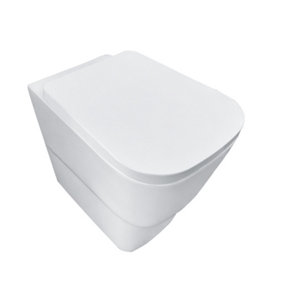 SunDaze Modern Bathroom Back to Wall Toilet Short Projection Pan Soft Closing UF Seat White