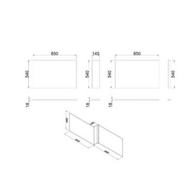 SunDaze Modern Bathroom L Shaped Bath Panels MDF Front Bath Panel 1700mm Black - 4