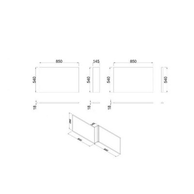 SunDaze Modern Bathroom L Shaped Bath Panels MDF Front Bath Panel 1700mm Gloss Grey