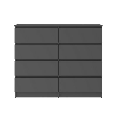 SunDaze Modern Chest of 8 Drawers Bedroom Furniture Storage Bedside Table Cabinet Dark Grey 120x30x99.6cm