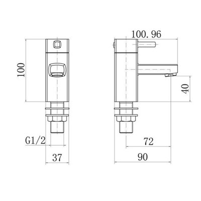 SunDaze Modern Square Bathroom Chrome Twin Hot and Cold Sink Basin Taps Brass Pair - 6