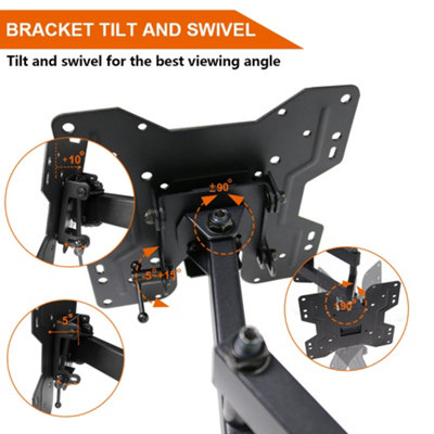 SunDaze Monitor TV Wall Mount Bracket Swivel & Tilt for 14" - 50" LED Curved QLED QE 4K LCD OLED SUHD UHD - 4