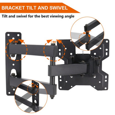 SunDaze Monitor TV Wall Mount Bracket Swivel & Tilt for 14" - 50" LED Curved QLED QE 4K LCD OLED SUHD UHD - 5