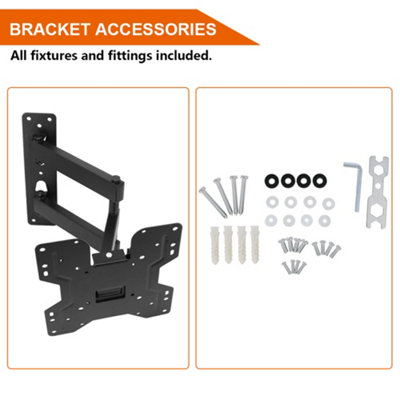 SunDaze Monitor TV Wall Mount Bracket Swivel & Tilt for 14" - 50" LED Curved QLED QE 4K LCD OLED SUHD UHD - 6
