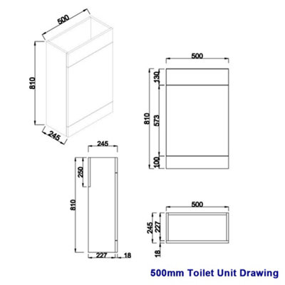 SunDaze Oak Bathroom Freestanding Back To Wall WC Unit Toilet Cabinet 500mm