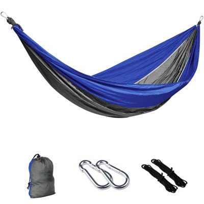 SunDaze Outdoor Garden Camping Hammock Hiking Swing for Sleeping Bed Blue&Grey