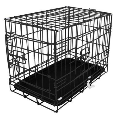 SunDaze Pet Puppy Crate Folding Dog Training Travel Cage with Detachable Tray 18" Black