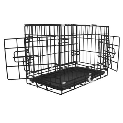SunDaze Pet Puppy Crate Folding Dog Training Travel Cage with Detachable Tray 18" Black