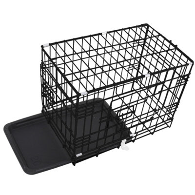 SunDaze Pet Puppy Crate Folding Dog Training Travel Cage with Detachable Tray 18" Black