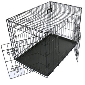 SunDaze Pet Puppy Crate Folding Dog Training Travel Cage with Detachable Tray 24" Black