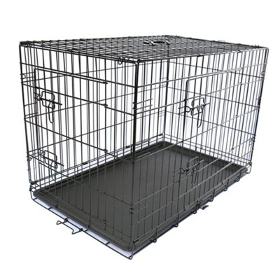 SunDaze Pet Puppy Crate Folding Dog Training Travel Cage with Detachable Tray 36" Black