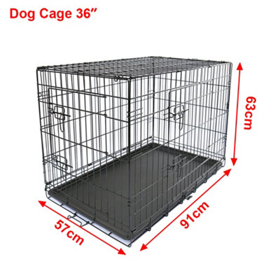 SunDaze Pet Puppy Crate Folding Dog Training Travel Cage with Detachable Tray 36" Black