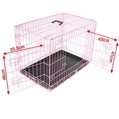 SunDaze Pet Puppy Crate Folding Dog Training Travel Cage with Detachable Tray 36" Pink