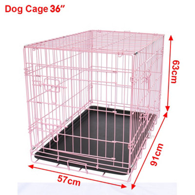 SunDaze Pet Puppy Crate Folding Dog Training Travel Cage with Detachable Tray 36" Pink