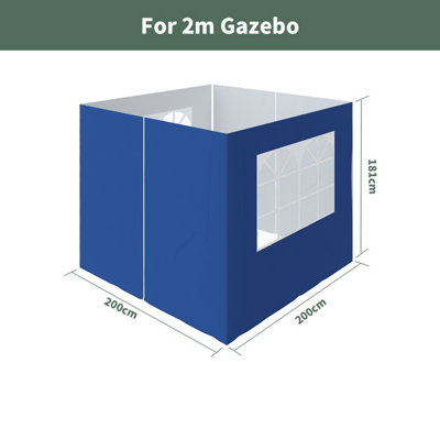 SunDaze Pop Up Gazebo Side Panels 2x2m 4 Piece Replacement Exchangeable Wall Panels with zipper and Window Blue