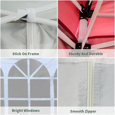 SunDaze Pop Up Gazebo Side Panels 2x2m 4 Piece Replacement Exchangeable Wall Panels with zipper and Window Blue