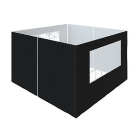 SunDaze Pop Up Gazebo Side Panels 3x3m 4 Piece Replacement Exchangeable Wall Panels with zipper and Window Black