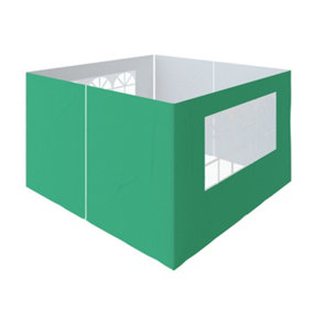 SunDaze Pop Up Gazebo Side Panels 3x3m 4 Piece Replacement Exchangeable Wall Panels with zipper and Window Green