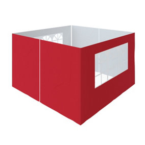SunDaze Pop Up Gazebo Side Panels 3x3m 4 Piece Replacement Exchangeable Wall Panels with zipper and Window Red