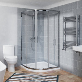 SunDaze Quadrant Shower Enclosure Corner Entry Sliding Door Easy Clean Glass - 1000mmx1000mm Chrome