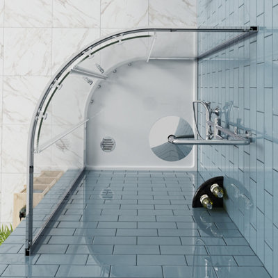 SunDaze Quadrant Shower Enclosure Corner Entry Sliding Door Easy Clean Glass - 1000mmx1000mm Chrome