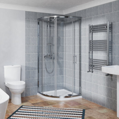 SunDaze Quadrant Shower Enclosure Corner Entry Sliding Door Easy Clean ...