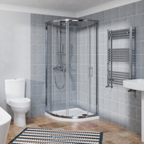 SunDaze Quadrant Shower Enclosure Corner Entry Sliding Door Easy Clean Glass - 800mmx800mm Chrome