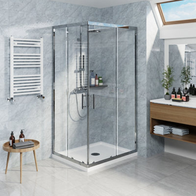 SunDaze Rectangular Shower Enclosure Corner Entry Sliding Door Easy ...