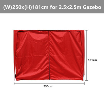 SunDaze Red Side Panel with Zipper for 2.5x2.5M Pop Up Gazebo Tent 1 Piece
