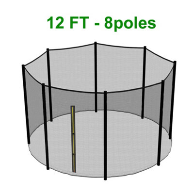 Trampoline Net And Poles Trampoline Safety Net Replacement For 12ft Round Trampolines - 8 Pole Weather-Resistant Enclosure With Double Zippers 12ft Enclosure Replacement
