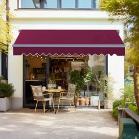 SunDaze Retractable 2m x 1.5m Awning Garden Canopy Outdoor Sun Shade Shelter with Fittings and Crank Handle Wine Red