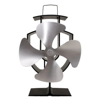 SunDaze Silver Mini 4 Blade Heat Powered Stove Fan for Wood Log Burner Fireplace Eco Friendly