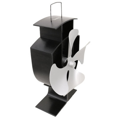 SunDaze Silver Mini 4 Blade Heat Powered Stove Fan for Wood Log Burner Fireplace Eco Friendly - 3