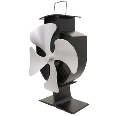 SunDaze Silver Mini 4 Blade Heat Powered Stove Fan for Wood Log Burner Fireplace Eco Friendly - 5