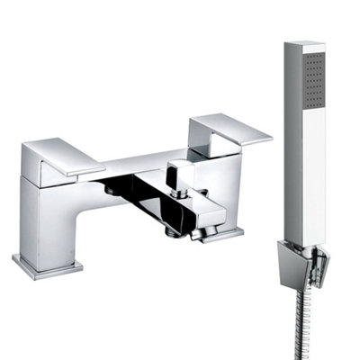 SunDaze Square Twin Filler Mixer Tap & Bath Filler Hand Held Shower Head Set