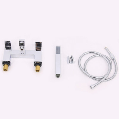 SunDaze Square Twin Filler Mixer Tap & Bath Filler Hand Held Shower Head Set