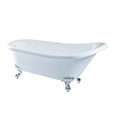 SunDaze Traditional 1700 x 750mm Luxury Shower Bath with Aluminum Feet