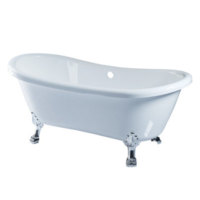 SunDaze Traditional 1750 x 780mm Luxury Curved Shower Bath with Aluminum Feet