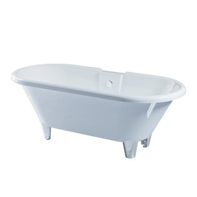 SunDaze Traditional 1750 x 800mm Luxury Shower Bath with Aluminum Feet