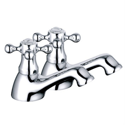 SunDaze Traditional Basin Mixer Tap Vintage Chrome Twin Cross Handle Bathroom