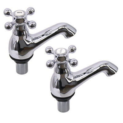 SunDaze Traditional Basin Mixer Tap Vintage Chrome Twin Cross Handle Bathroom - 3