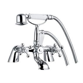 SunDaze Traditional Bath Filler Shower Mixer Tap with Handset Bathroom Chrome Deck Mounted