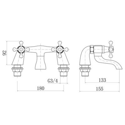 SunDaze Traditional Bathroom Bath Filler Mixer Tap Bath Shower Solid Brass Faucets Chrome - 4
