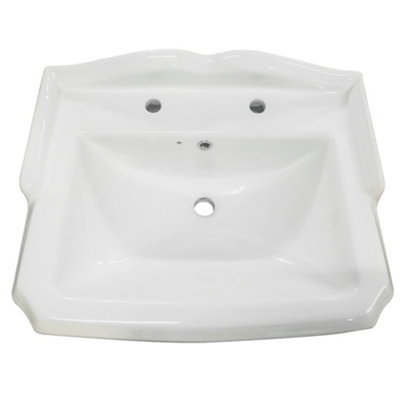 SunDaze Traditional Bathroom Cloakroom Double Tap Hole Basin & Full Pedestal