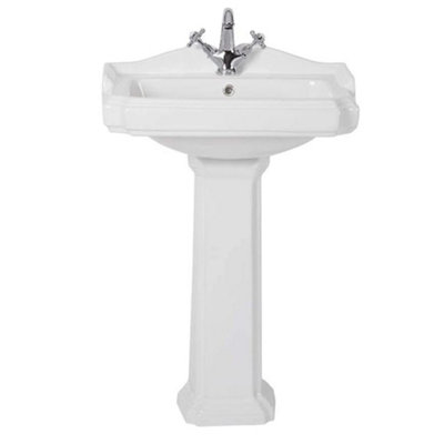 SunDaze Traditional Bathroom Cloakroom Single Tap Hole Basin & Full Pedestal Price Comparisons | Compare The Build