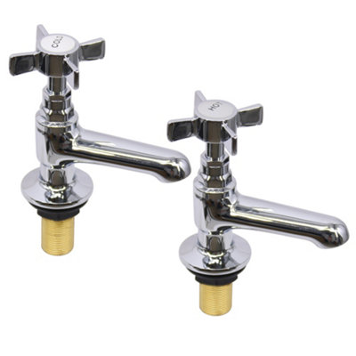 SunDaze Traditional Bathroom Twin Hot & Cold Basin Sink Taps Cross Handle